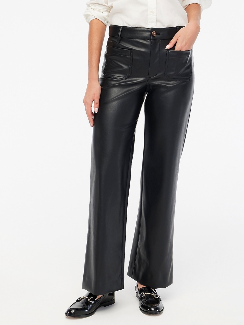 J. Crew Black Faux Leather Wide-Leg Pants